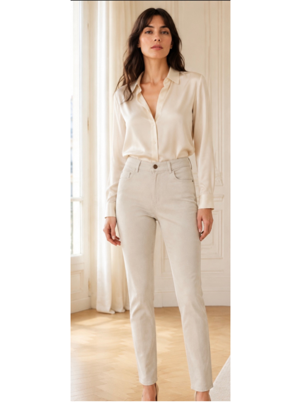 Women's Bonpoint Pants Size 40/8 Beige w/Gold Shimmer New!